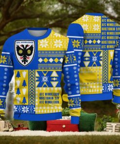 AFC Wimbledon Vibrant Efl Logo Team Ugly Christmas Sweater For Fans Gift Unisex Sweatshirt