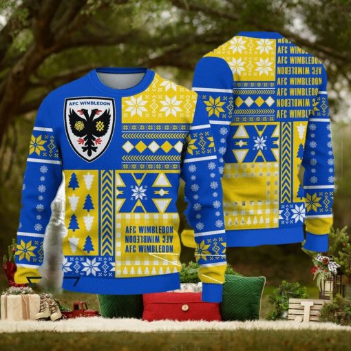 AFC Wimbledon Vibrant Efl Logo Team Ugly Christmas Sweater For Fans Gift Unisex Sweatshirt