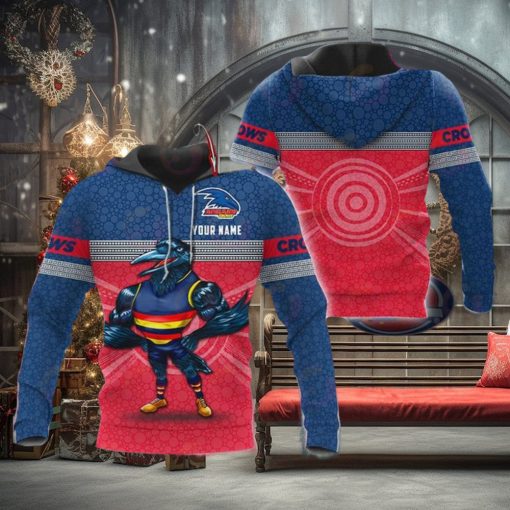 AFL Adelaide Crows Custom Name Mascot Pullover Hoodie