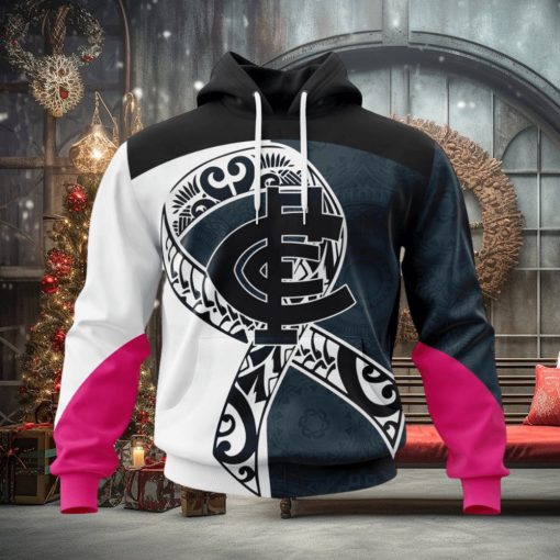AFL Carlton Blues Custom Name Number Fight Cancer Pullover Hoodie