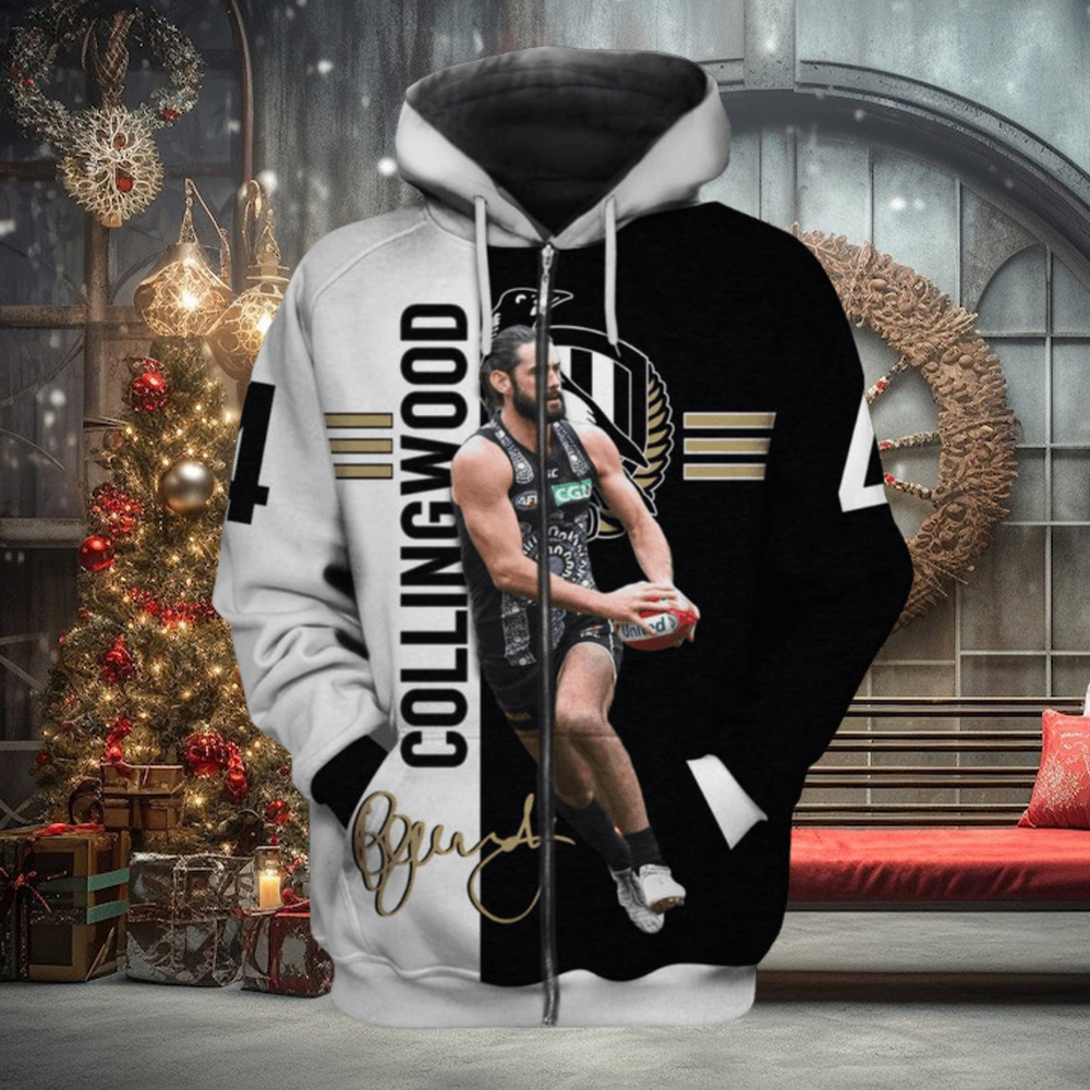 AFL Collingwood Magpies Broodie Grundy #4 Zip Up Hoodie Ver 1 AFL Collingwood Magpies Broodie Grundy #4 Zip Up Hoodie Ver 1