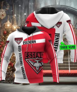 AFL Essendon Bombers Custom Name Red White Pullover Hoodie