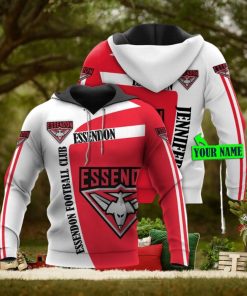 AFL Essendon Bombers Custom Name Red White Pullover Hoodie