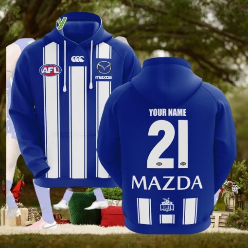 AFL North Melbourne Kangaroos Custom Name Number 2021 Home Guernsey Pullover Hoodie