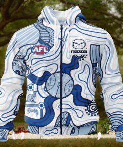 AFL North Melbourne Kangaroos Custom Name Number 2023 Indigenous Guernsey Zip Up Hoodie