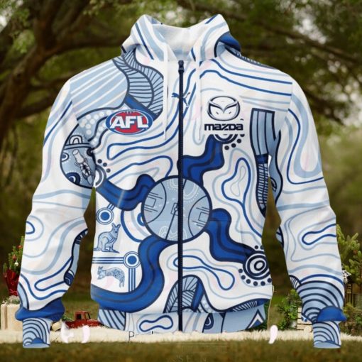 AFL North Melbourne Kangaroos Custom Name Number 2023 Indigenous Guernsey Zip Up Hoodie