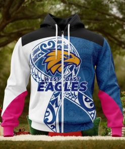 AFL West Coast Eagles Custom Name Number Fight Cancer Zip Up Hoodie