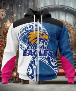 AFL West Coast Eagles Custom Name Number Fight Cancer Zip Up Hoodie