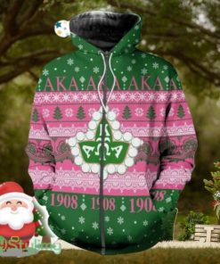 AKA Sorority Ivy Leaf Christmas Zip Hoodie 3D All Over Print