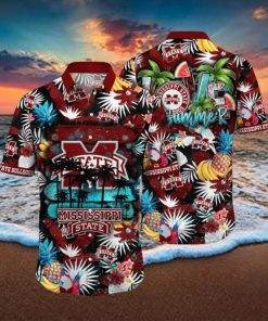 ALOHA SUMMER NCAA MISSISSIPPI STATE BULLDOGS HAWAIIAN SHIRT TROPICAL FRUIT PATTERN