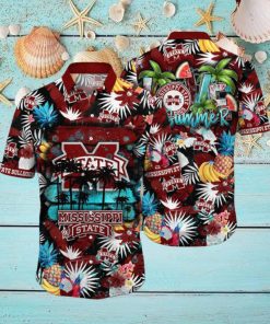 ALOHA SUMMER NCAA MISSISSIPPI STATE BULLDOGS HAWAIIAN SHIRT TROPICAL FRUIT PATTERN