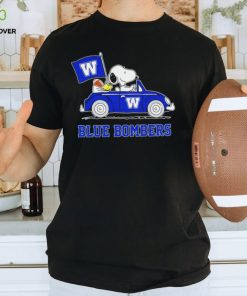 Snoopy drive a car Blue Bombers football flag logo gift shirt