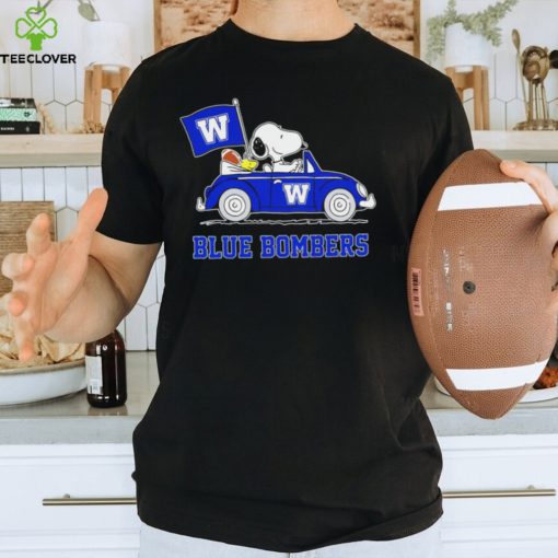 Snoopy drive a car Blue Bombers football flag logo gift hoodie, sweater, longsleeve, shirt v-neck, t-shirt