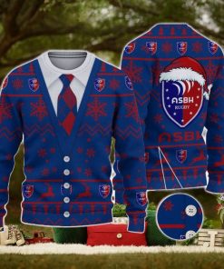 AS Beziers Herault Logo For Fans Santa Hat Ugly Christmas Sweater New Gift For Men And Women