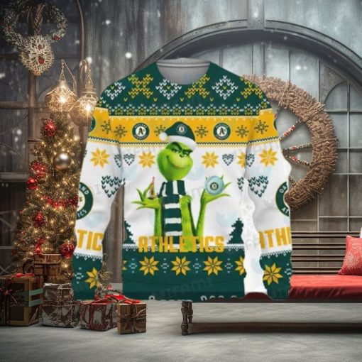A’S Christmas Sweater Discount Grinch Oakland Athletics Gift