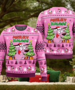 Merry Xmas Courage The Cowardly Dog Ugly Christmas Sweater