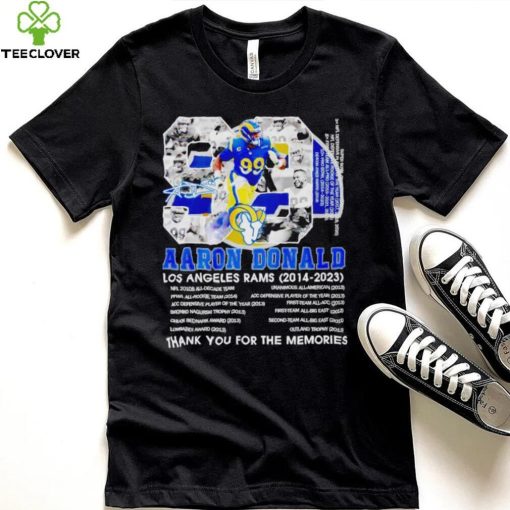 Aaron Donald 99 Los Angeles Rams 2014 2023 thank you for the memories signature shirt