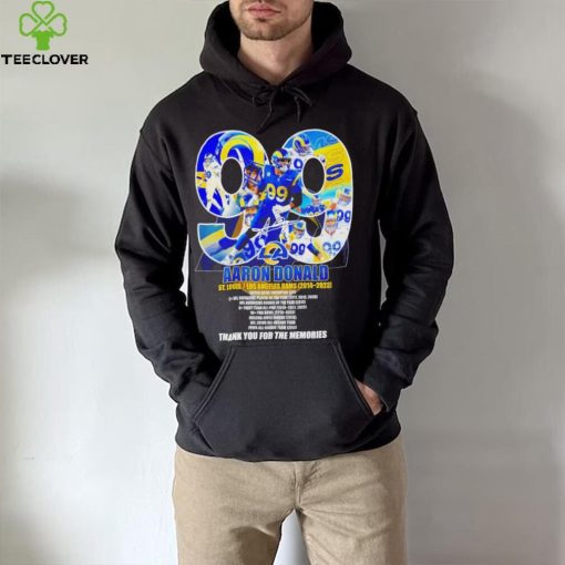 Aaron Donald 99 Los Angeles Rams 2014 2024 thank you for the memories signature hoodie, sweater, longsleeve, shirt v-neck, t-shirt