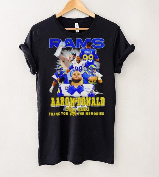 Aaron Donald Los Angeles Rams 2014 2023 signature thank you for the memories shirt