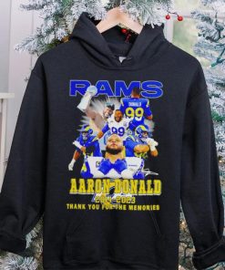 Aaron Donald Los Angeles Rams 2014 2023 signature thank you for the memories hoodie, sweater, longsleeve, shirt v-neck, t-shirt