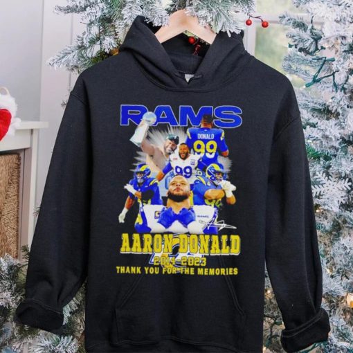 Aaron Donald Los Angeles Rams 2014 2023 signature thank you for the memories hoodie, sweater, longsleeve, shirt v-neck, t-shirt