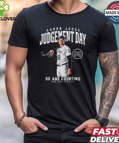 Aaron Judge New York Yankees Judgement day 50 and counting signature shirt 2 Aaron Judge New York Yankees Judgement day 50 and counting signature shirt