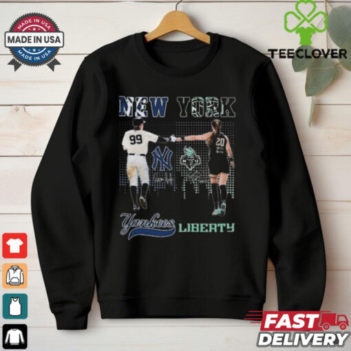 Aaron Judge New York Yankees X Sabrina Ionescu New York Liberty Signatures 2024 T Shirt Black