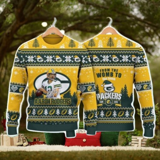 Aaron Rodgers Green Bay Packers Packers For Life NFL Christmas Ugly Sweater