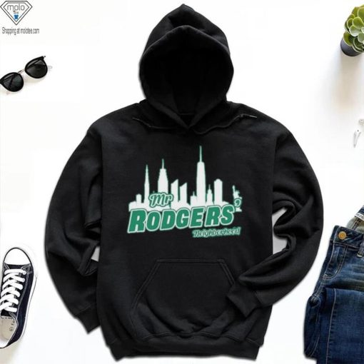 Aaron Rodgers New York Jets Mr Rogers Neighborhood Skyline Shirt