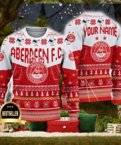 Aberdeen FC Ugly Christmas Sweater Logo Custom Name Gift Fans