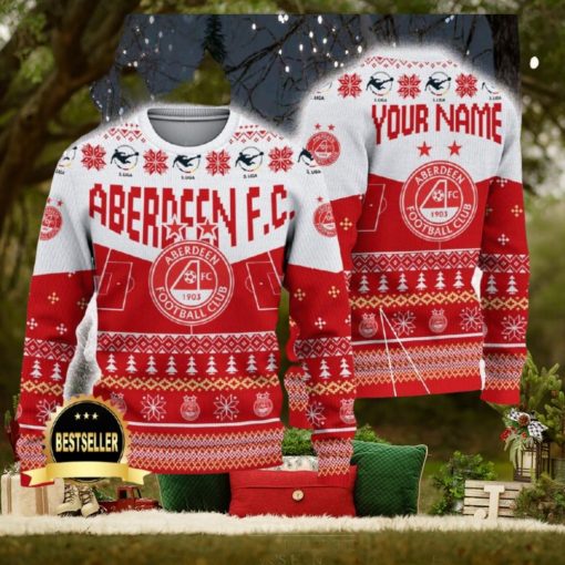 Aberdeen FC Ugly Christmas Sweater Logo Custom Name Gift Fans