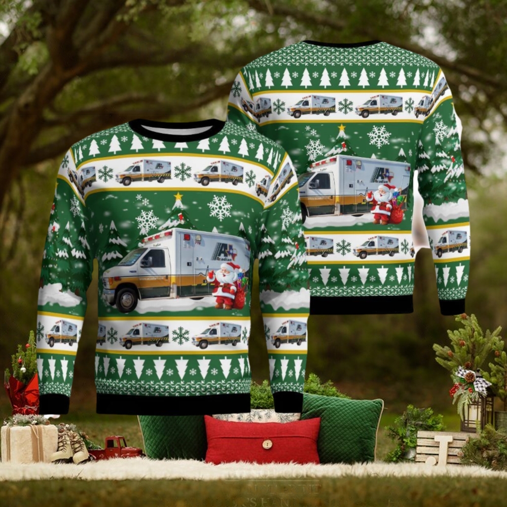 Acadian Ambulance Texas Ford E 450 Ambulance Ugly Christmas Sweater Acadian Ambulance Texas Ford E 450 Ambulance Ugly Christmas Sweater