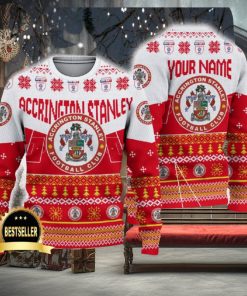 Accrington Stanley Ugly Christmas Sweater Logo Custom Name Gift Fans