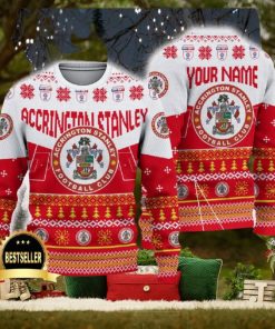 Accrington Stanley Ugly Christmas Sweater Logo Custom Name Gift Fans