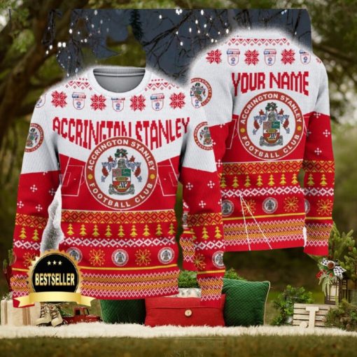 Accrington Stanley Ugly Christmas Sweater Logo Custom Name Gift Fans