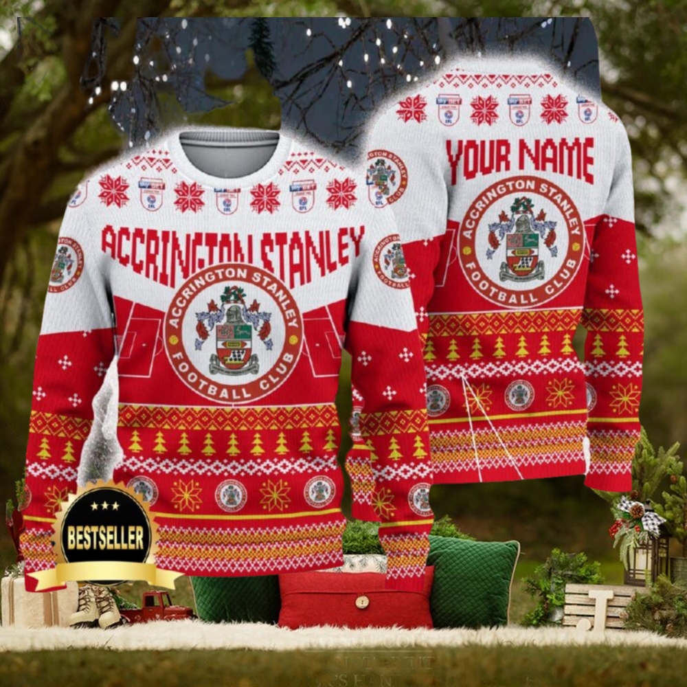 Accrington Stanley Ugly Christmas Sweater Logo Custom Name Gift Fans Accrington Stanley Ugly Christmas Sweater Logo Custom Name Gift Fans
