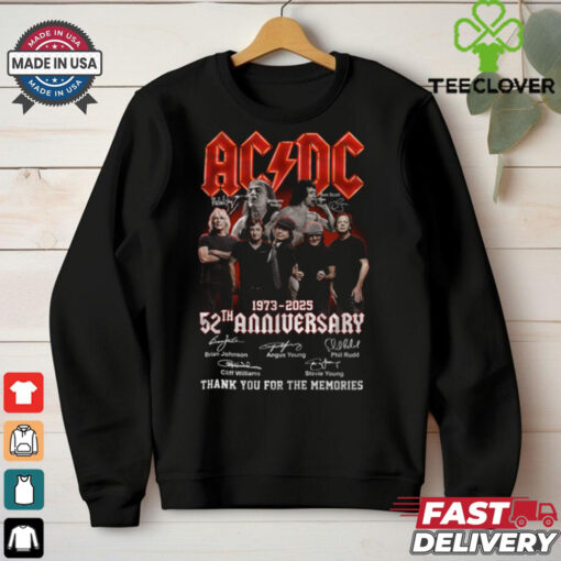 Acdc 52 Years Anniversary 1973 2025 Thank You For The Memories Gift For Fan T Shirt