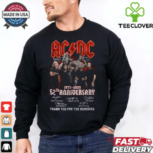 Acdc 52 Years Anniversary 1973 2025 Thank You For The Memories Gift For Fan T Shirt