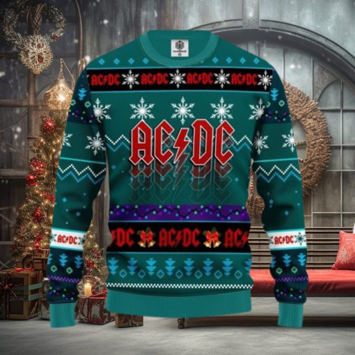 Acdc Ugly Christmas Sweater Blue Green Amazing Gift Christmas Gift For Men And Women