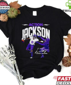 Action Lamar Jackson Baltimore Ravens signature shirt