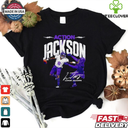 Action Lamar Jackson Baltimore Ravens signature shirt