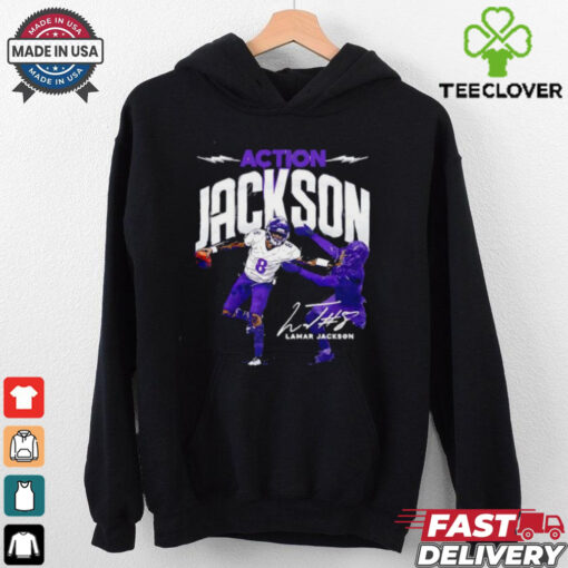 Action Lamar Jackson Baltimore Ravens signature shirt