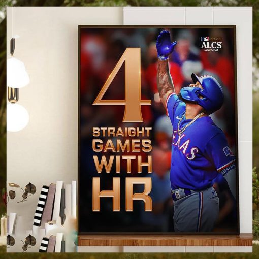 Adolis Garcia 4 Straight MLB Postseason Games With HR Home Decor Poster Canvas
