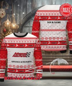 Advance Auto Parts Custom Name White Design Logo Reindeer Ugly Christmas Sweater