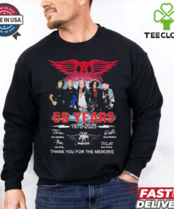 Aerosmith 55 Years 1970 2025 Thank You For The Memories Signatures T Shirts