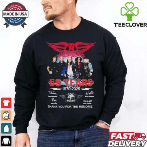 Aerosmith 55 Years 1970 2025 Thank You For The Memories Signatures T Shirts