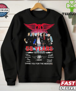 Aerosmith 55 Years 1970 2025 Thank You For The Memories Signatures T Shirts