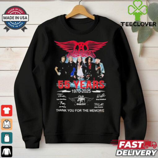 Aerosmith 55 Years 1970 2025 Thank You For The Memories Signatures T Shirts