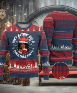 African American Santa Lady Ugly Christmas Sweater Ain’t Nothin’ But A Christmas Party