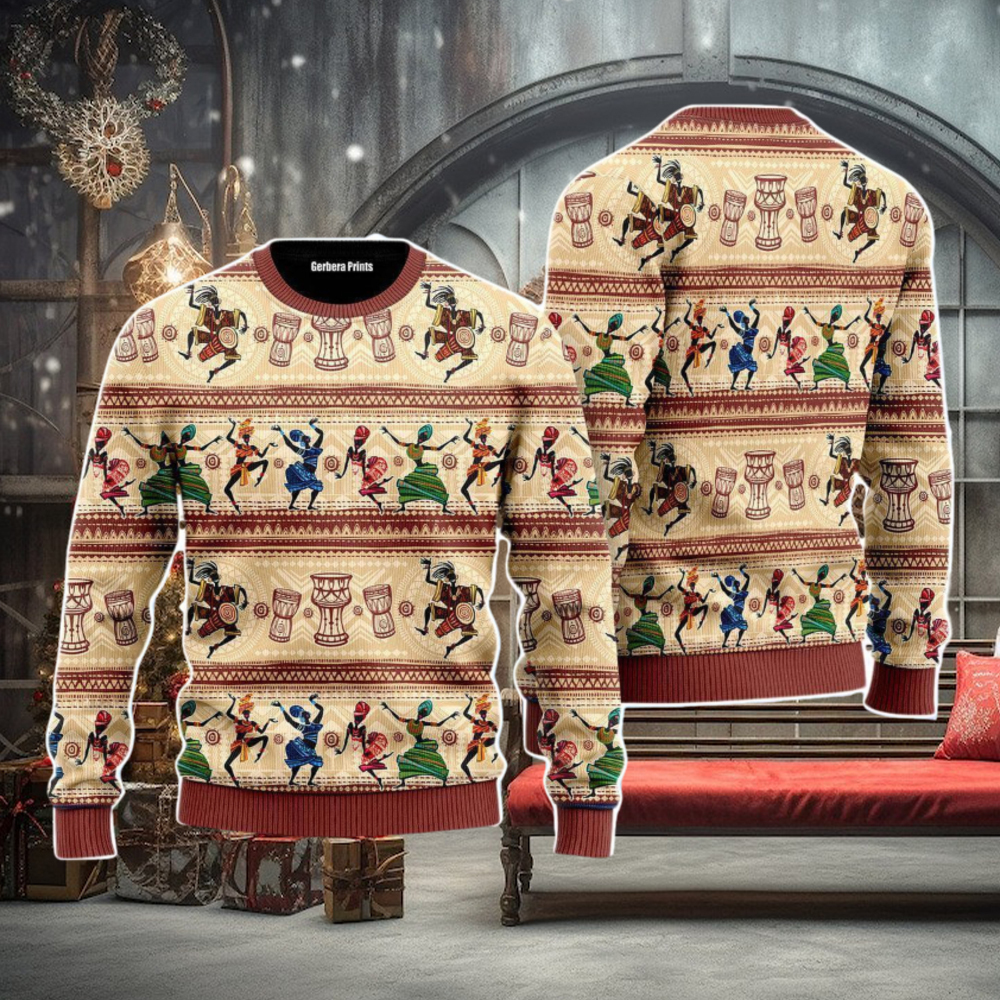 African Dancing On Ethnic Christmas Unisex Ugly Sweater African Dancing On Ethnic Christmas Unisex Ugly Sweater